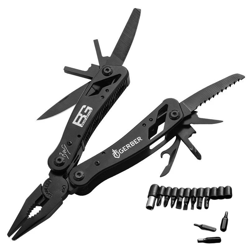Gerber 11 In 1 Multifunctional Tool Pliers Portable Stainless Steel Folding Knife Pliers Outdoor Camping Edc Survival Tool (Black)