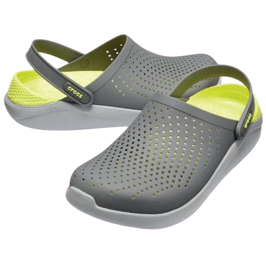 CROCS LITERIDE CLOGS Grey and Green Gear Zone