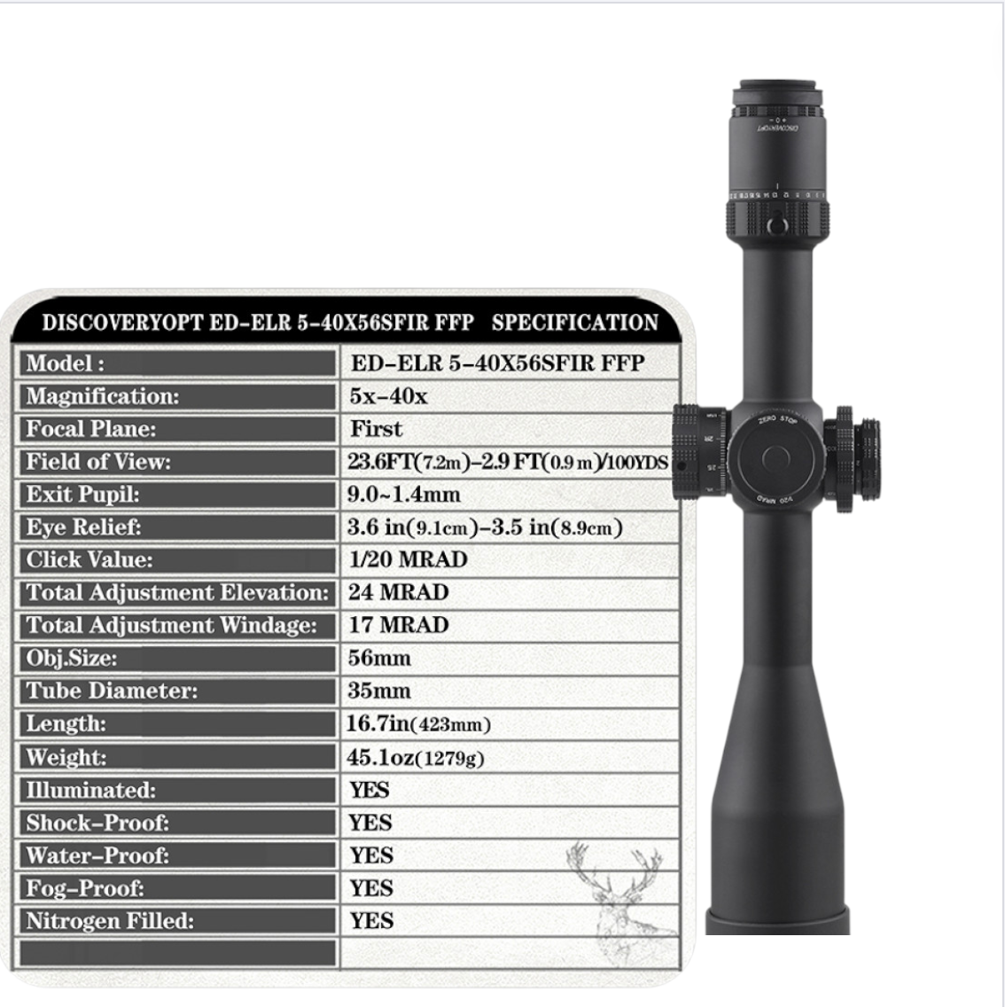 Discovery Optics ED ELR 5-40X56 SFIR FFP Scope 2023