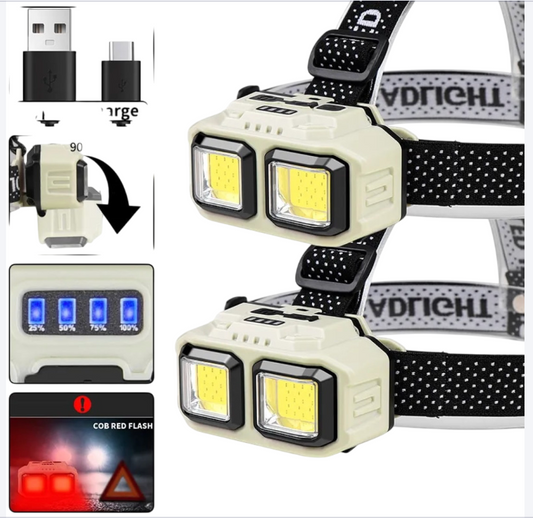 Powerful LED Headlamp USB Rechargeable for Camping, Fishing & Mining